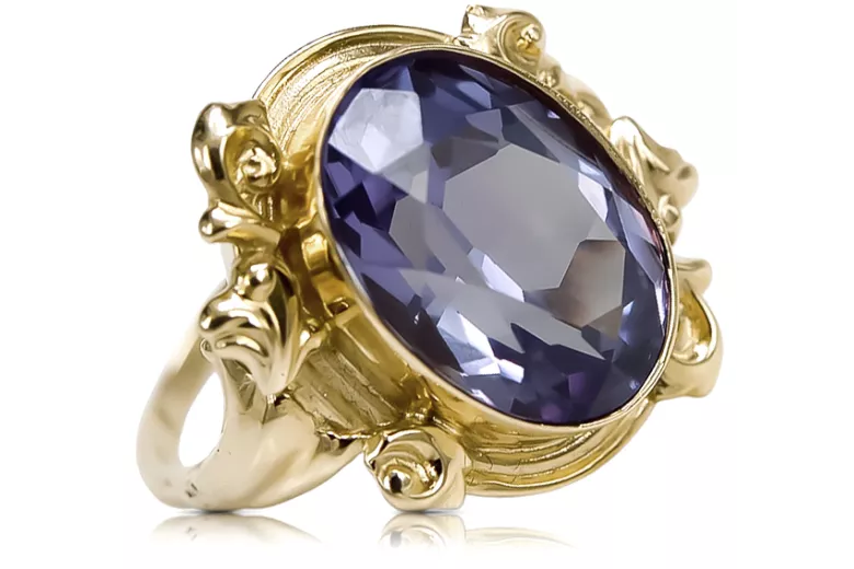 Anneau Artisanat vintage Alexandrite Or jaune 14 carats vrc100y